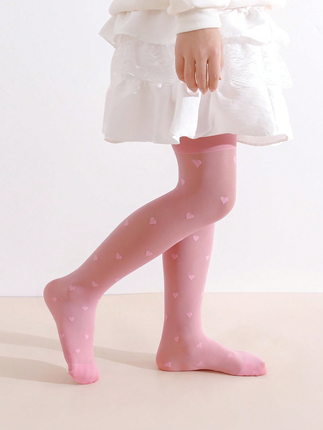 3Pcs Girls Heart Print Tights  - Tights Pantyhose Sheer 评论和价格