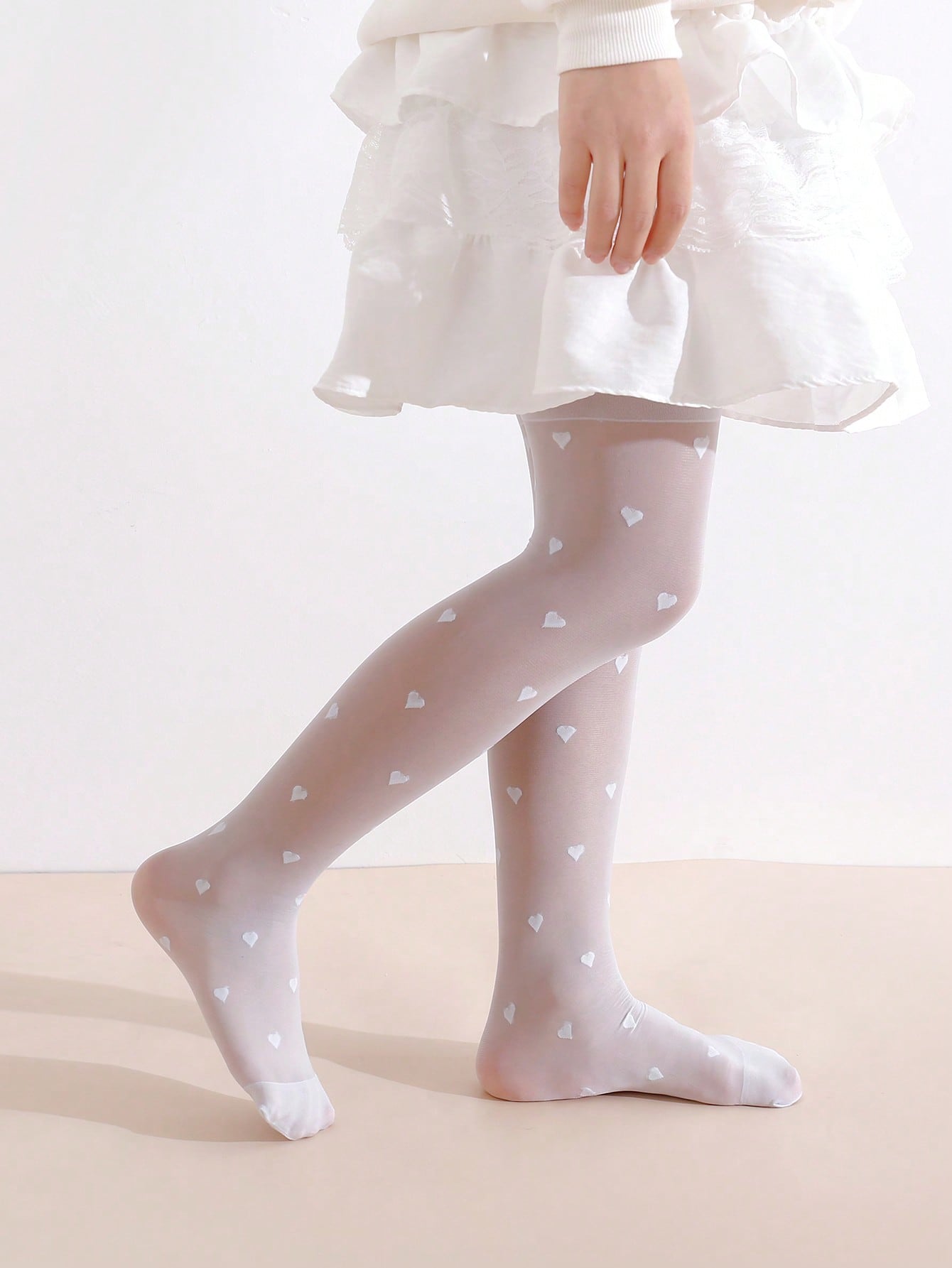 3Pcs Girls Heart Print Tights  - Tights Pantyhose Sheer 评论和价格