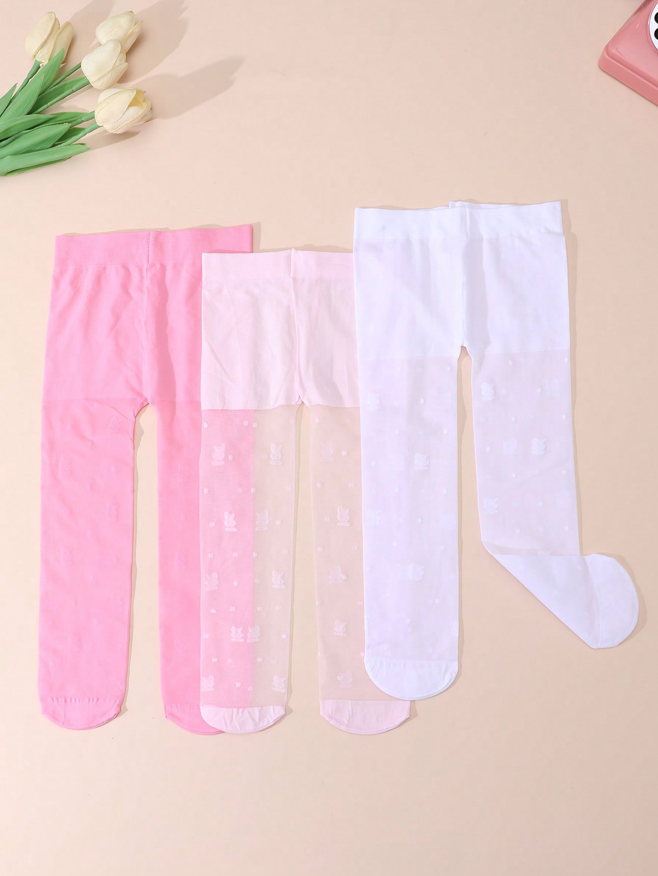 3Pack Girls Rabbit Print Tight - Tights Pantyhose Sheer 评论和价格