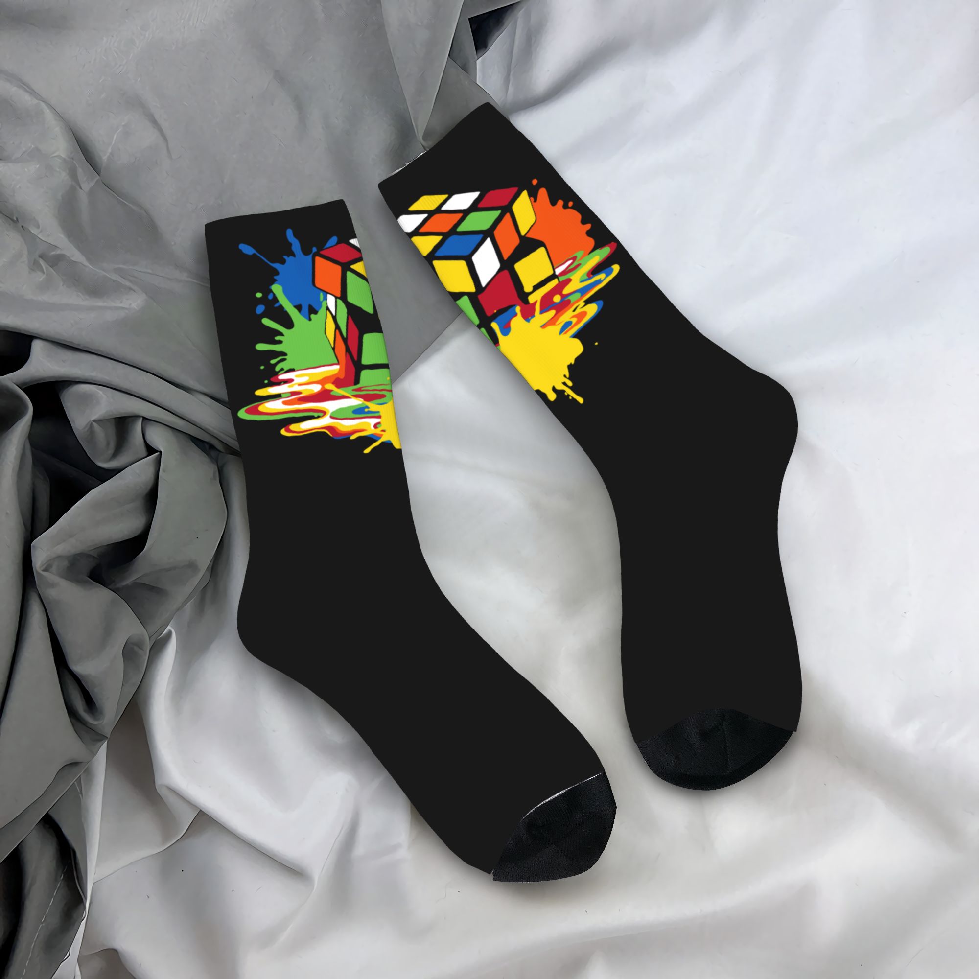 Custom Melting Rubiks Cube Men - Dress Sock Men 评论和价格