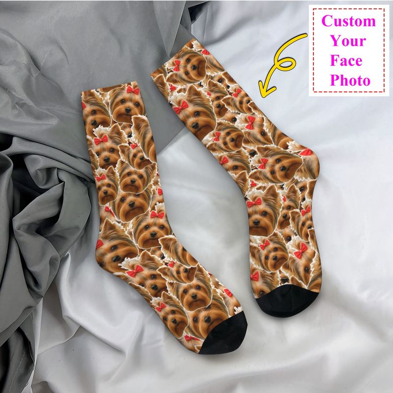 Cute Mens Personalized Dog Fac - Dress Sock Men 评论和价格